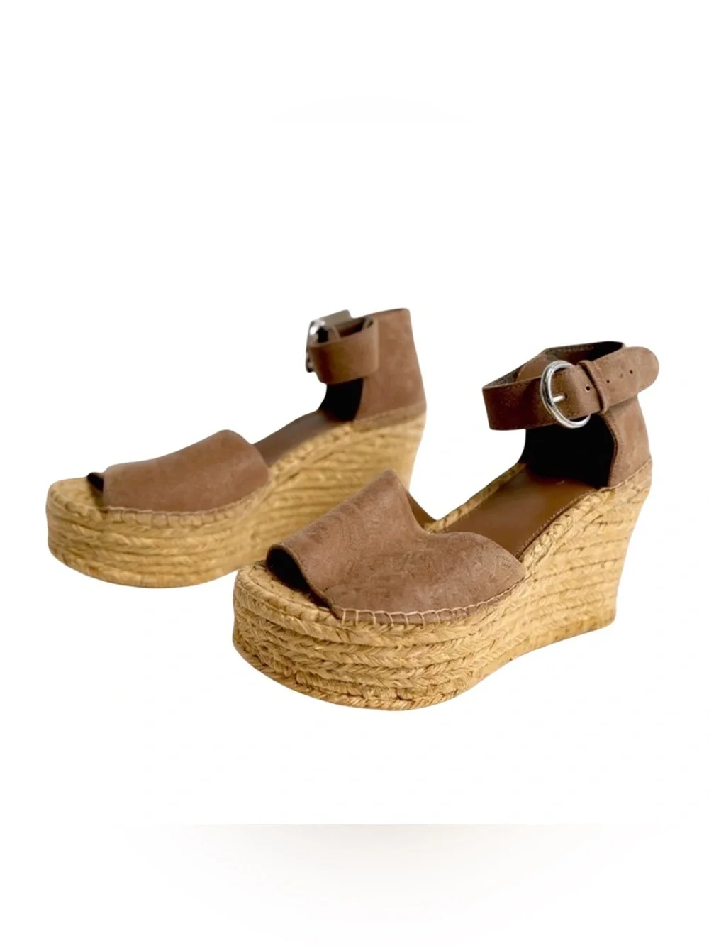 Marc Fisher Brown/Tan Suede Espadrille Wedges. Size 9